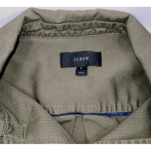 J CREW M Jacket Cropped Fatigue Army Olive‎ Flared Waist W/Tie A Line Cotton - Picture 3 of 8